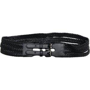 BCBG MaxAzria Belt Sz M Black Braided Double Buckle Boho Chic Stevie Nicks